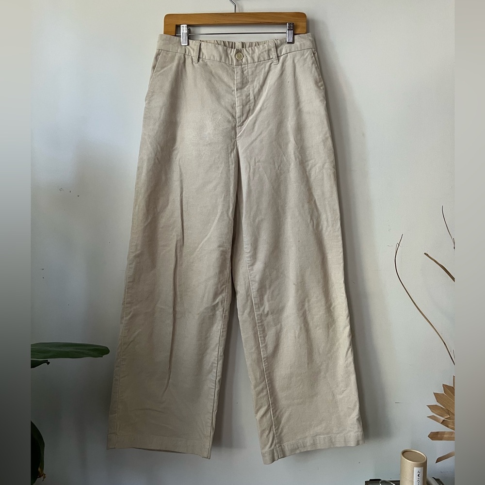 Wide Leg Corduroy Cream Pants